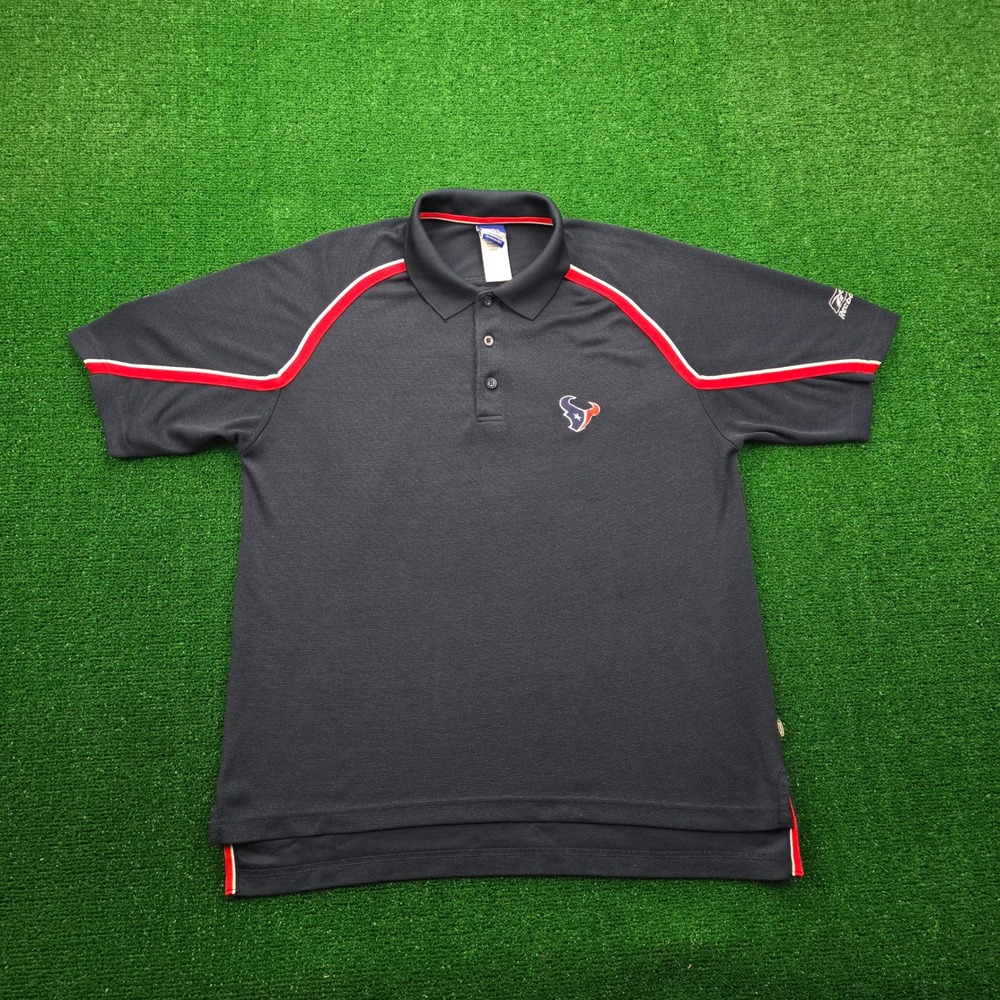 Houston Texans Polo Shirt Mens‎ Medium/Large Blue Reebok NFL Football Old Logo